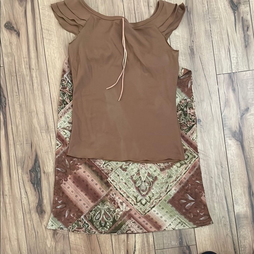 Y2K patchwork , paisley midi skirt